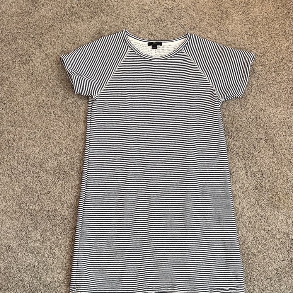 J. Crew Navy & White Striped Short Sleeve Tee Dress